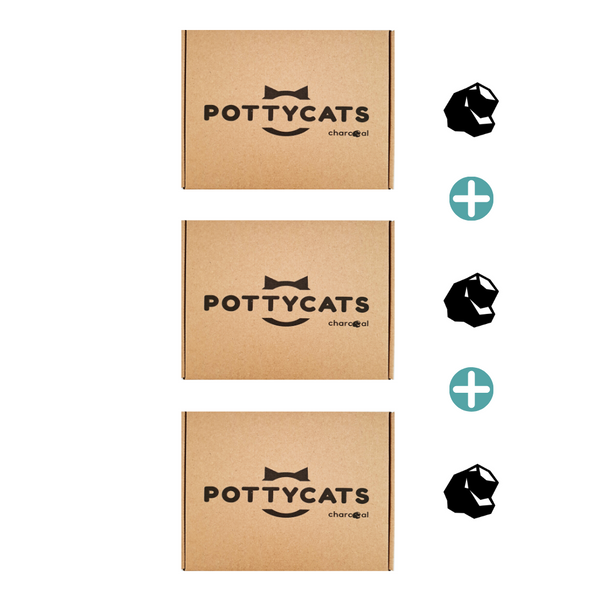 Pottycats natural cat litter in Charcoal