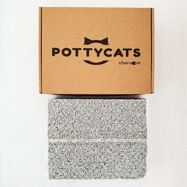 Pottycats natural cat litter in Charcoal