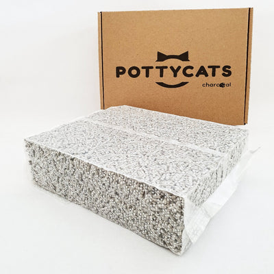 Pottycats natural cat litter in Charcoal
