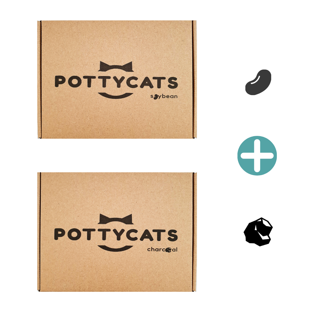 Pottycats natural cat litter in Original soya/tofu mix with Charcoal