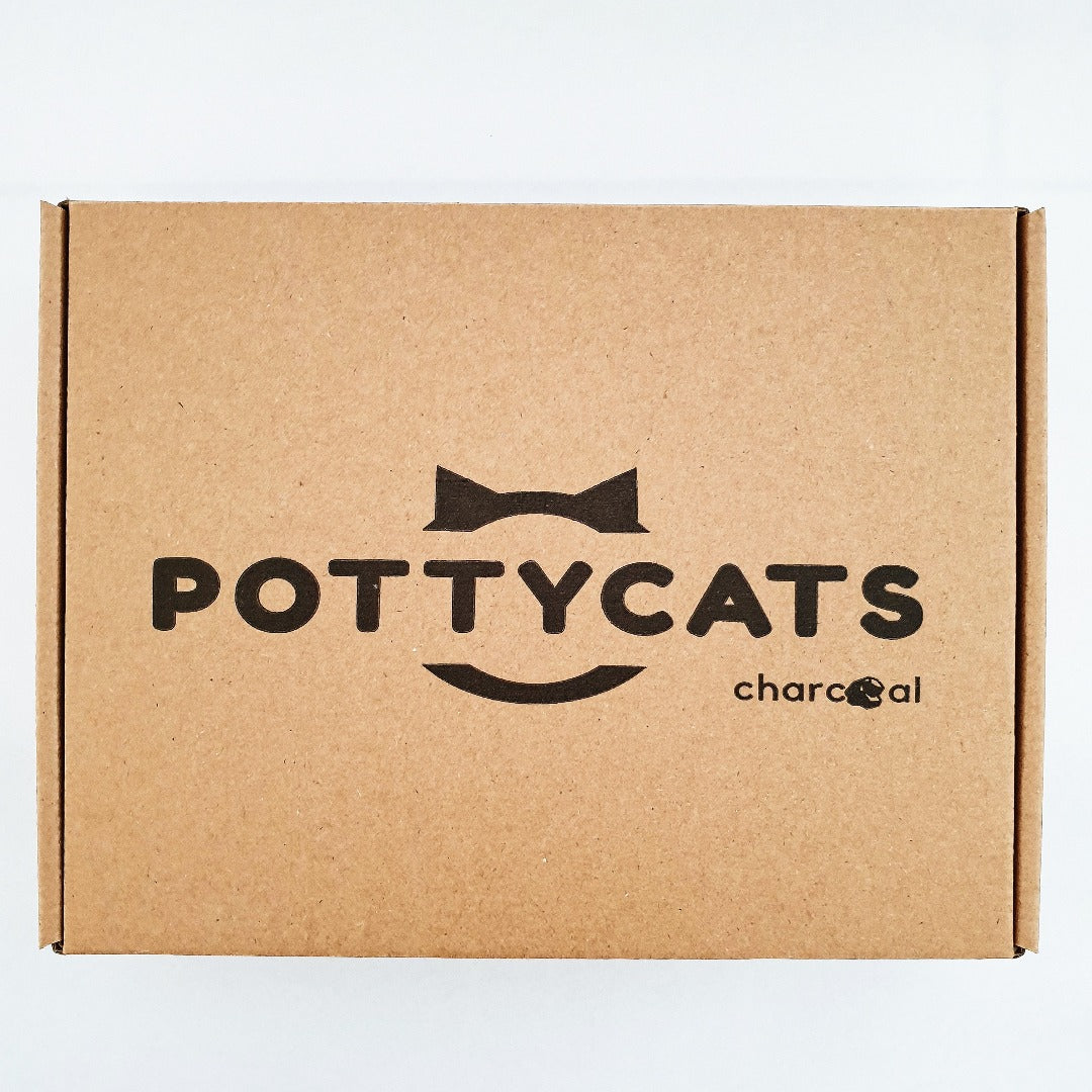 Pottycats natural cat litter in Charcoal