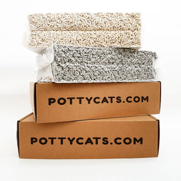 Pottycats natural cat litter in Original soya/tofu mix with Charcoal